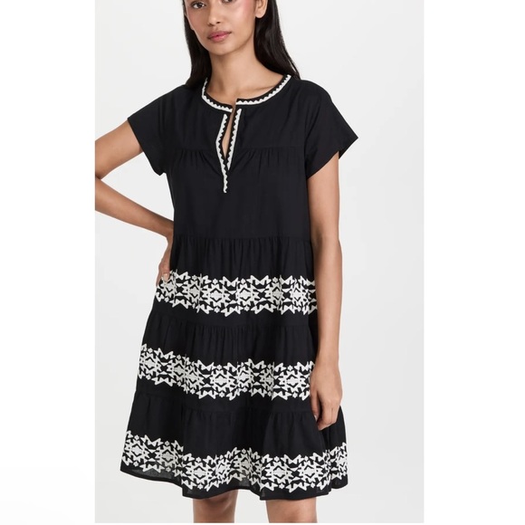 Roller Rabbit Shopbop Pamela Black & White Embroidered Cotton Lightweight Dress - Picture 1 of 14